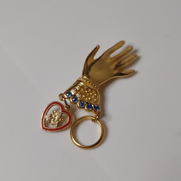 Cute Hand Brooch With Little Blue Stones - Picture 1 of 12